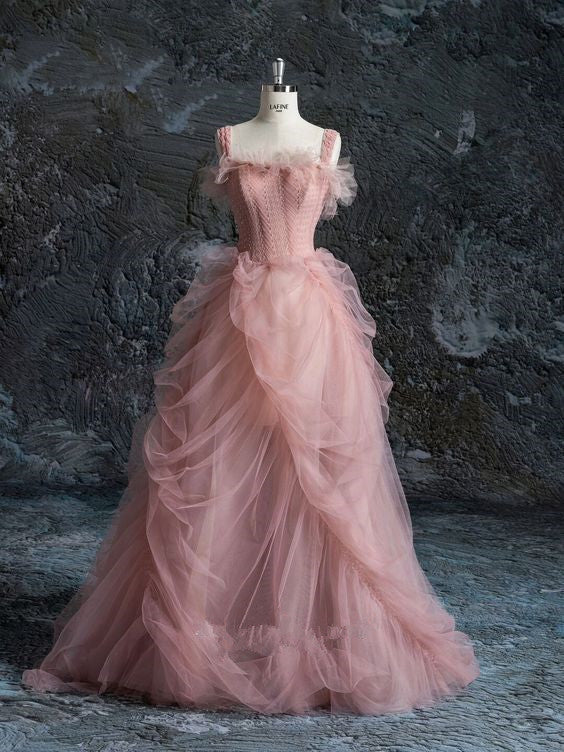 Fairy Ball Gown Straps Pink Tulle Prom Dresses For Teens P1928 - AS PHOTO / US2 Fairy Ball Gown Straps Pink Tulle Prom Dresses For Teens P1928 - AS PHOTO / US2