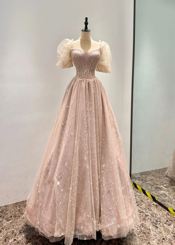 Fairy A Line Square Neckline Pink Tulle Prom Dresses For Teens P1929 Fairy A Line Square Neckline Pink Tulle Prom Dresses For Teens P1929