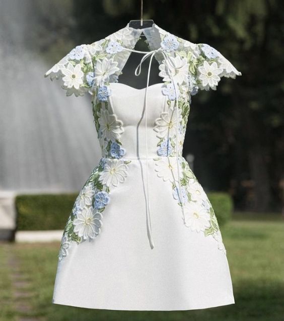 chic a-line floral lace short homecoming dress 18th birthday outfits P1948 - Same as Picture / US2 chic a-line floral lace short homecoming dress 18th birthday outfits P1948 - Same as Picture / US2