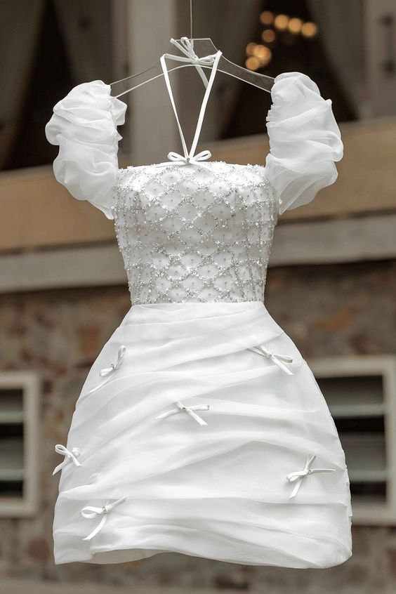 chic a-line sequin short homecoming dress 18th birthday outfits P1949