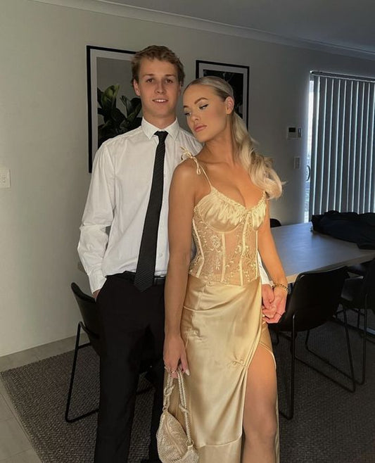 Sexy Mermaid Straps Champagne Prom Dresses 22th Birthday Outfit P1982