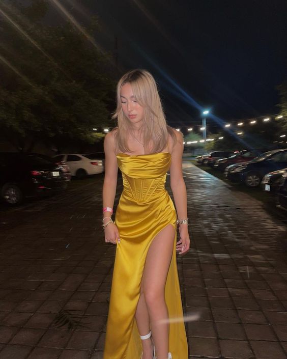 Sexy Mermaid Straps Yellow Prom Dresses 22th Birthday Outfit P2018 PreppyDress Sexy Mermaid Straps Yellow Prom Dresses 22th Birthday Outfit P2018 PreppyDress