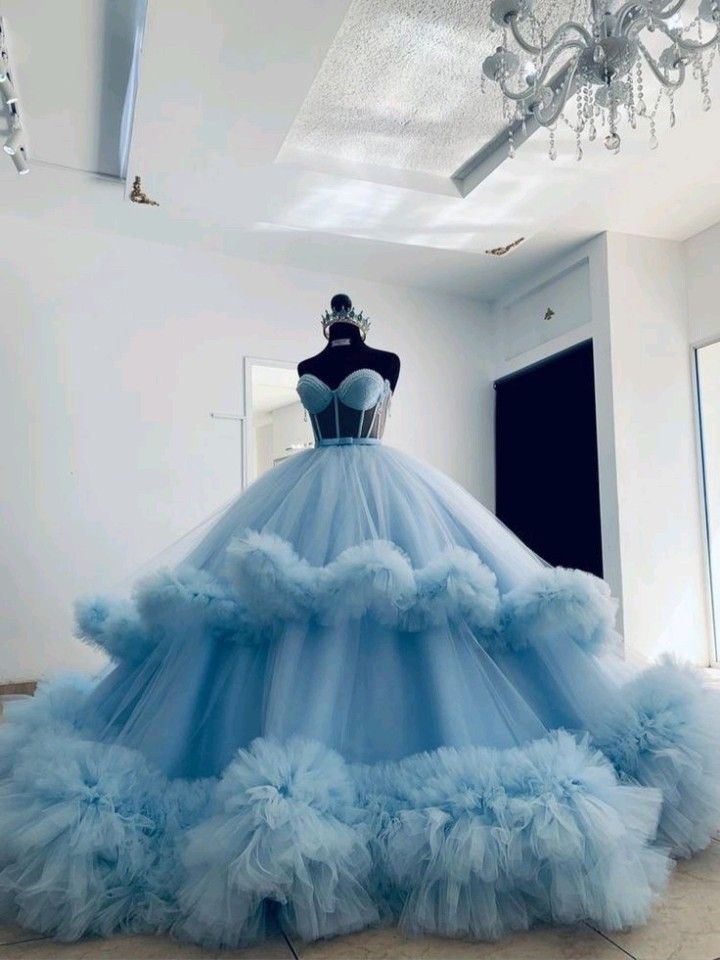 Ball Gown Strapless Blue Sweet 16 Dresses P2050