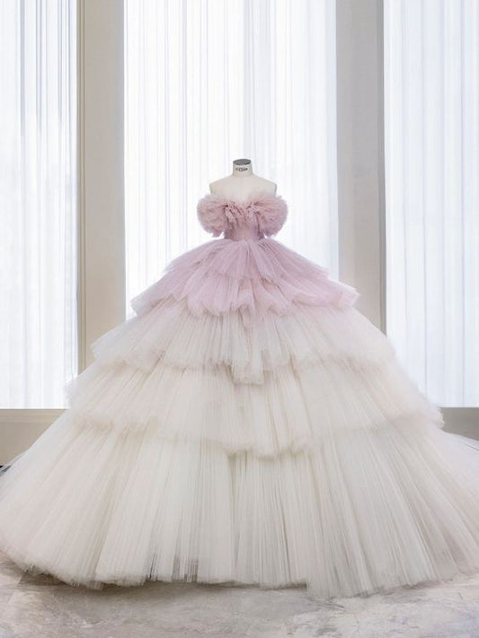 Ball Gown Strapless Ombre Pink Sweet 16 Dresses P2051