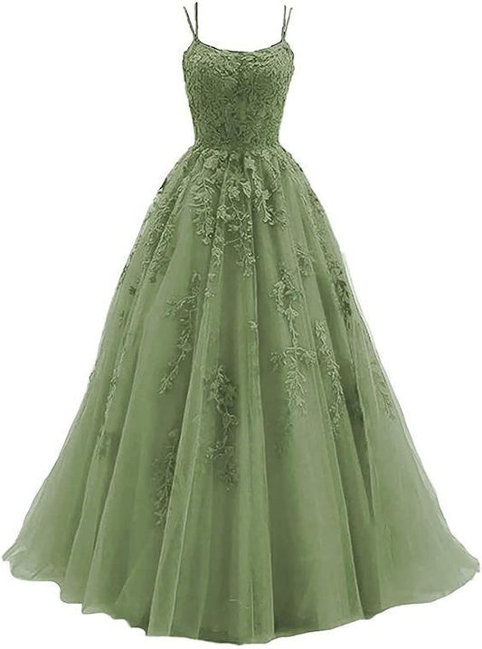 Beautiful Tulle with Lace Applique Formal Gown Evening Prom Dress P2058