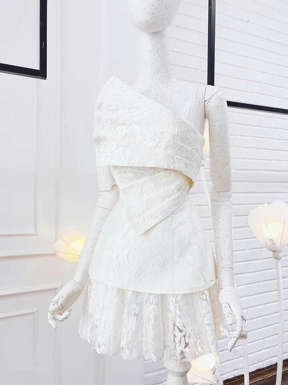 vintage a line white lace homecoming dress 18th birthday outfits P2073 PreppyDress vintage a line white lace homecoming dress 18th birthday outfits P2073 PreppyDress