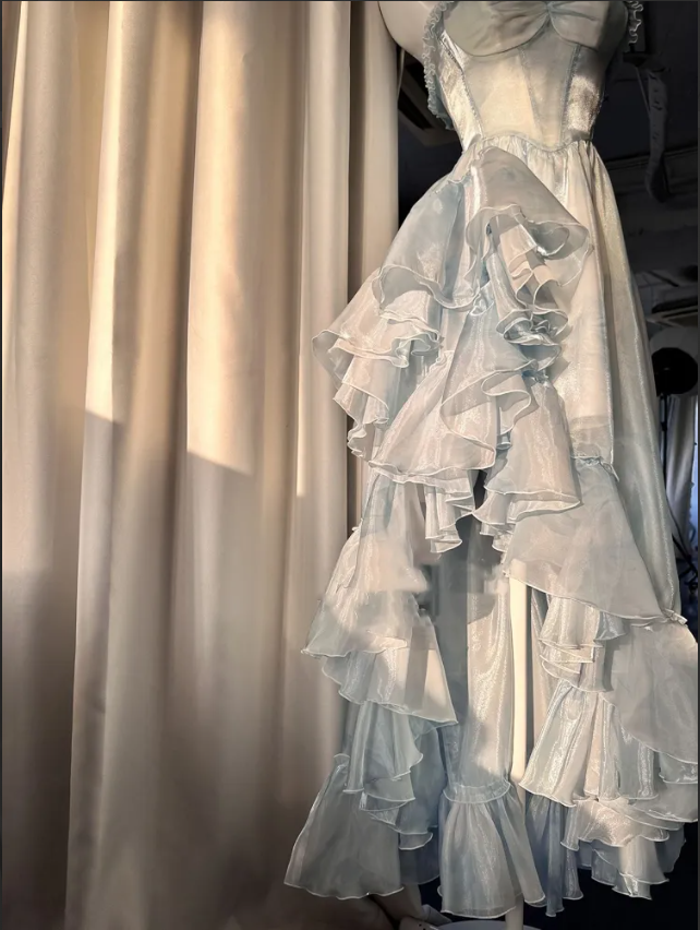 Sexy High Low Straps Blue Prom Dresses 21th Birthday Outfit P2078