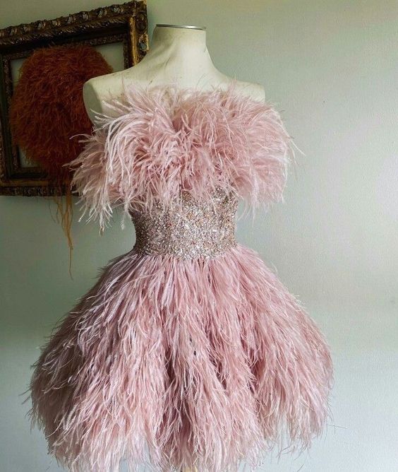 vintage a line pink homecoming dress feather 18th birthday outfits P20 PreppyDress vintage a line pink homecoming dress feather 18th birthday outfits P20 PreppyDress