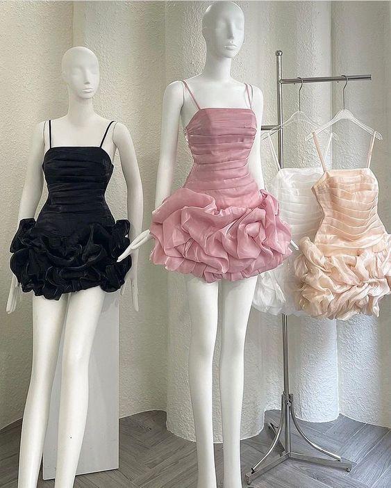 chic sheath pink organza homecoming dress 16th birthday outfits P2097
