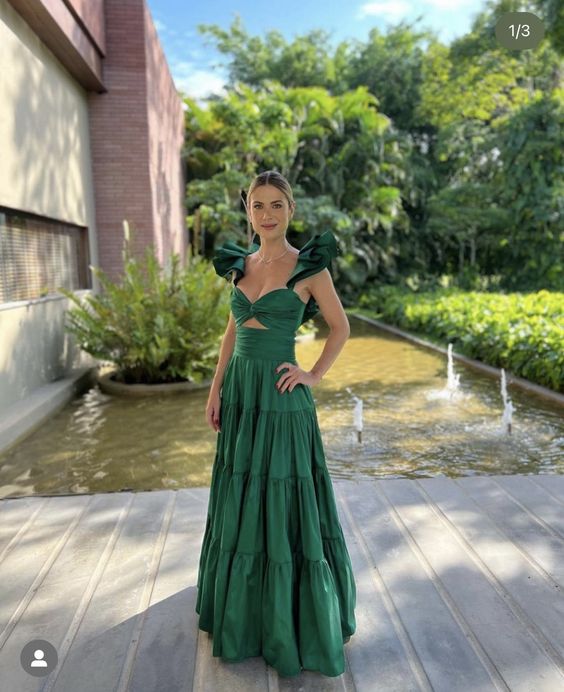 Sexy A Line Dark Green Satin Prom Dresses 21th Birthday Outfit P2106 PreppyDress Sexy A Line Dark Green Satin Prom Dresses 21th Birthday Outfit P2106 PreppyDress