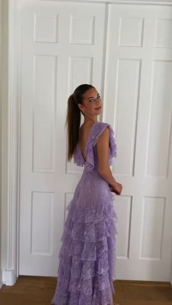Lilac Lace Long prom Dress Party Dress 21th Birthday Outfits P2109 PreppyDress Lilac Lace Long prom Dress Party Dress 21th Birthday Outfits P2109 PreppyDress