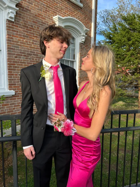 Sexy Mermaid Long Hot Pink Prom Dress 22th Birthday Outfits P2118