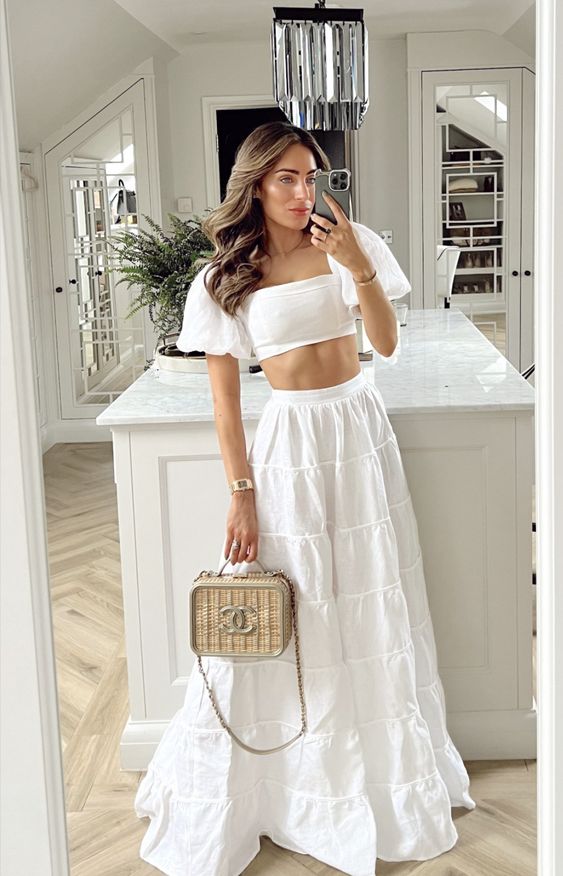 Elegant 2 Pieces Long White Prom Dress 22th Birthday Outfits P2140 Elegant 2 Pieces Long White Prom Dress 22th Birthday Outfits P2140