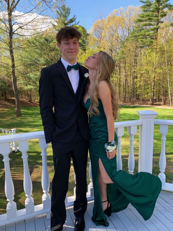 Simple Mermaid Dark Green Slit Long Prom Dresses Formal Dress P2218 PreppyDress Simple Mermaid Dark Green Slit Long Prom Dresses Formal Dress P2218 PreppyDress