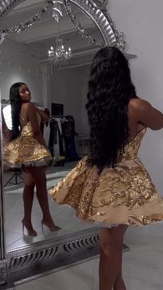 Cute A line Halter Sequin Short Gold Homecoming Dress P2267 - Same as Picture / US2 Cute A line Halter Sequin Short Gold Homecoming Dress P2267 - Same as Picture / US2