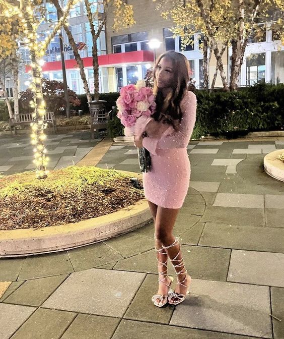 Sexy Sheath Scoop Neckline Short Pink Homecoming Dress P2273