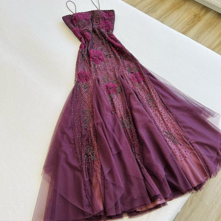 New Arrival Mermaid Spaghetti Straps Tulle Floor Length Prom Dresses P2303