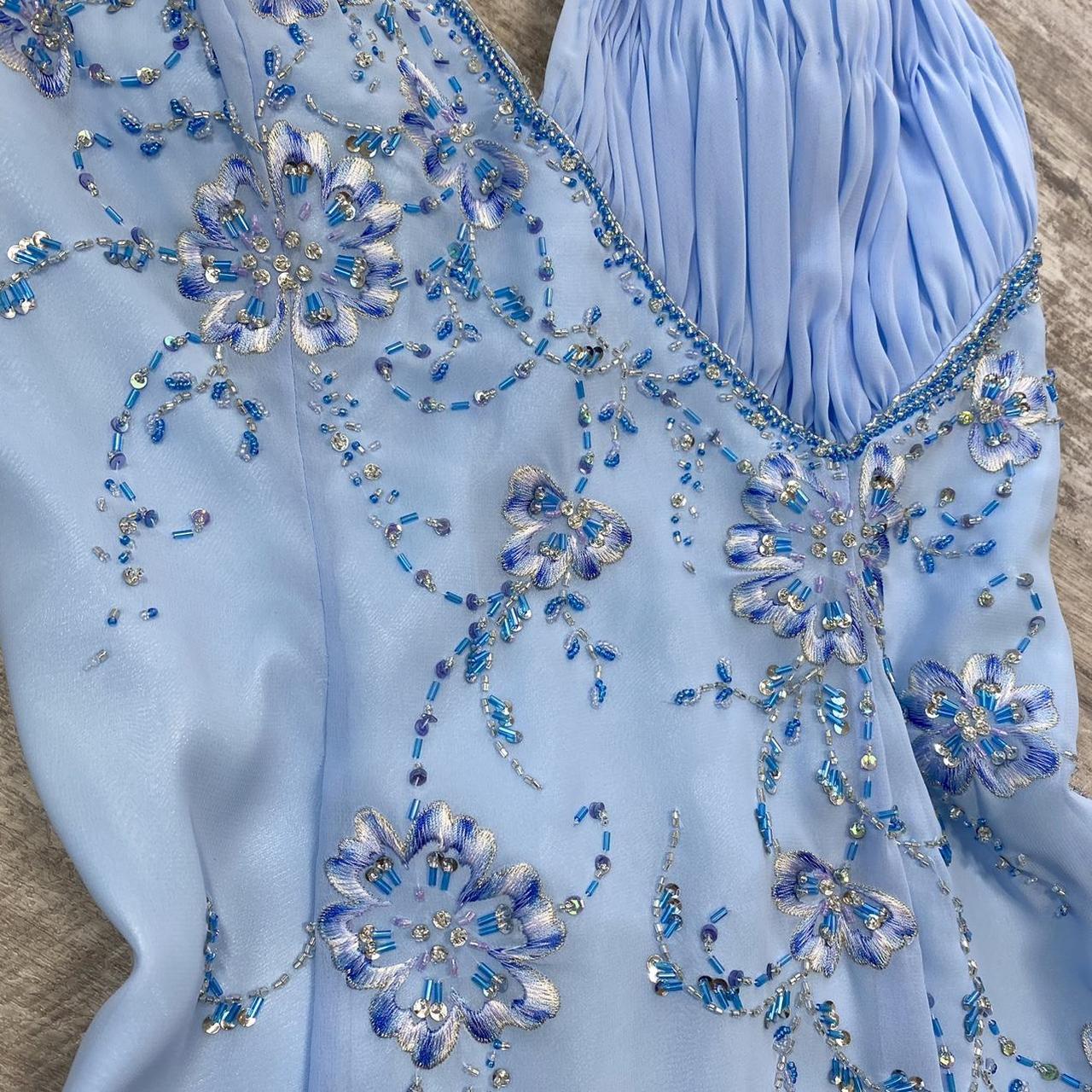 Pretty A Line Halter Blue Slit Chiffon Prom Dresses Long Evening Gowns P2319