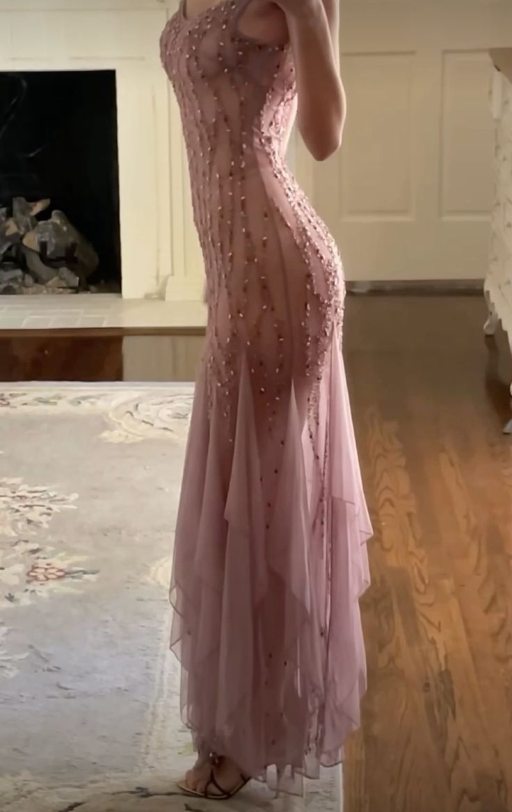 Modest Mermaid V Neckline Pink Chiffon Ruffles Long Party Dress Prom D PreppyDress Modest Mermaid V Neckline Pink Chiffon Ruffles Long Party Dress Prom D PreppyDress