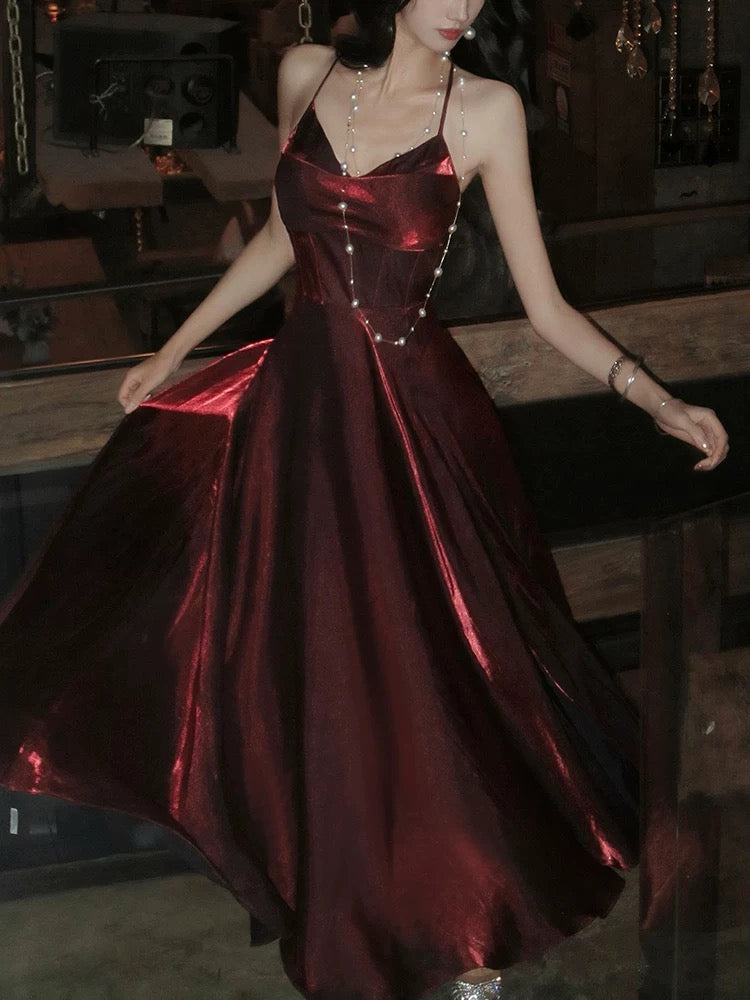 Pretty A Line Spaghetti Straps Burgundy Satin Prom Dresses Evening Gow PreppyDress Pretty A Line Spaghetti Straps Burgundy Satin Prom Dresses Evening Gow PreppyDress