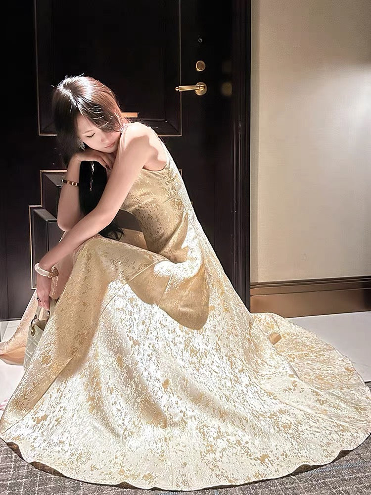 Pretty A Line Spaghetti Straps Lace Satin Prom Dresses Evening Gowns P2349