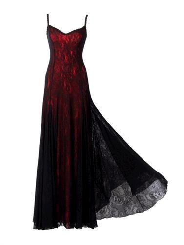 Pretty A Line Spaghetti Straps Red Floor Length Evening Dress Lace Prom Dresses P2383
