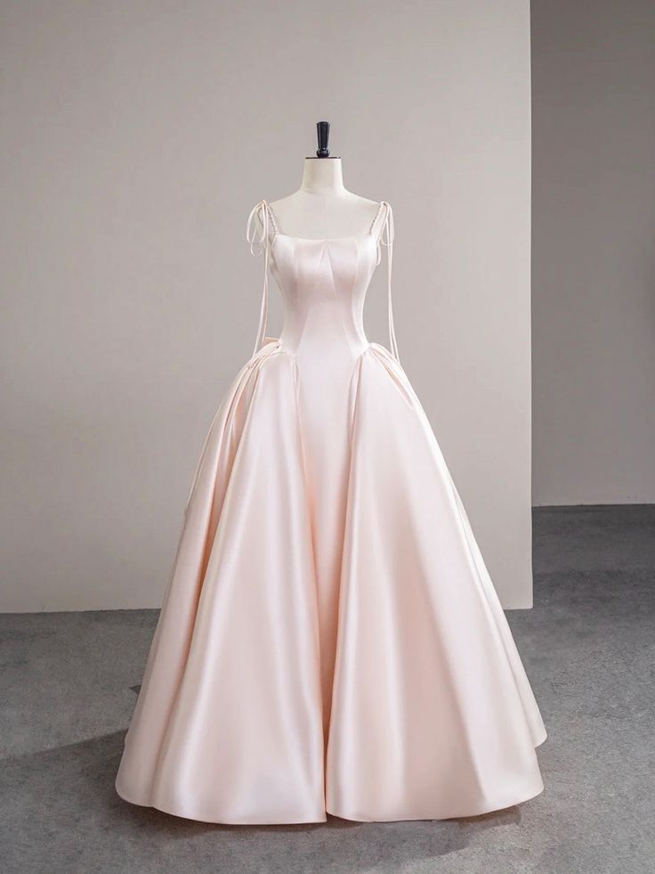 Light Pink Satin Spaghetti Strap Long Prom Dress, Beautiful Evening Dr PreppyDress Light Pink Satin Spaghetti Strap Long Prom Dress, Beautiful Evening Dr PreppyDress