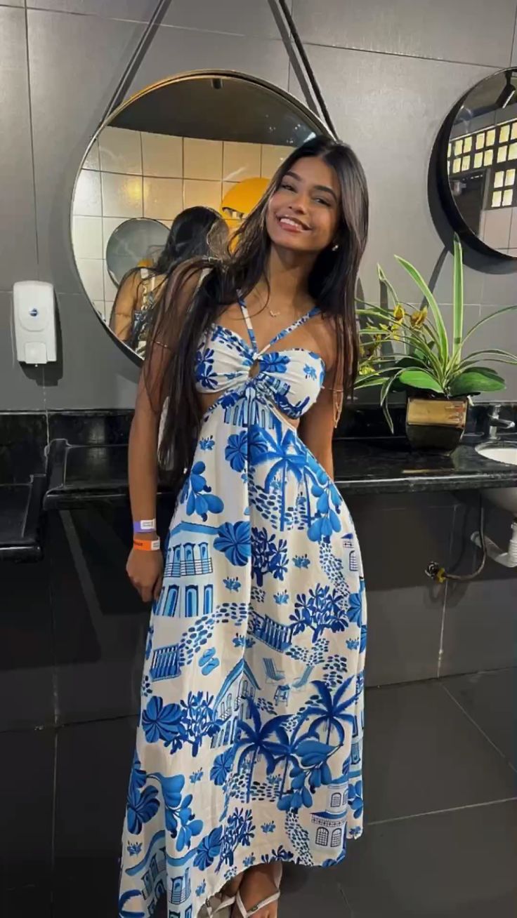 Cute A line Halter Royal Blue Tea Length Prom Dresses Summer Birthday PreppyDress Cute A line Halter Royal Blue Tea Length Prom Dresses Summer Birthday PreppyDress