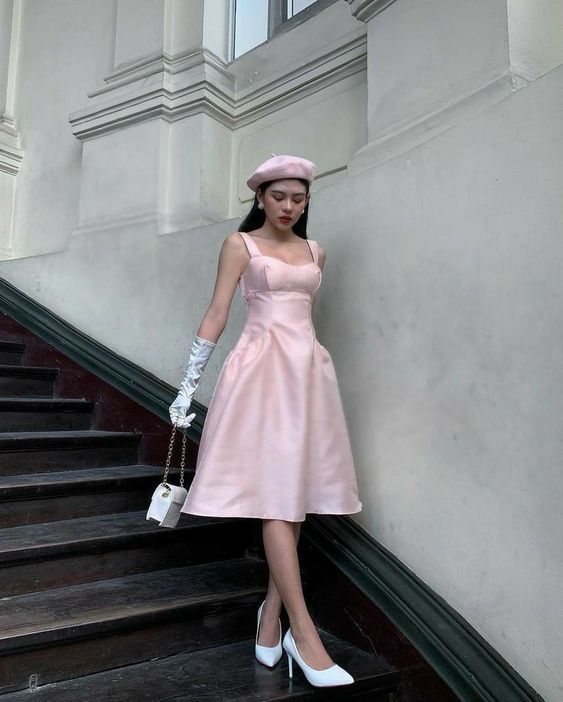 Modest A line Straps Pink Knee Length Satin Prom Dresses Birthday Outf PreppyDress Modest A line Straps Pink Knee Length Satin Prom Dresses Birthday Outf PreppyDress