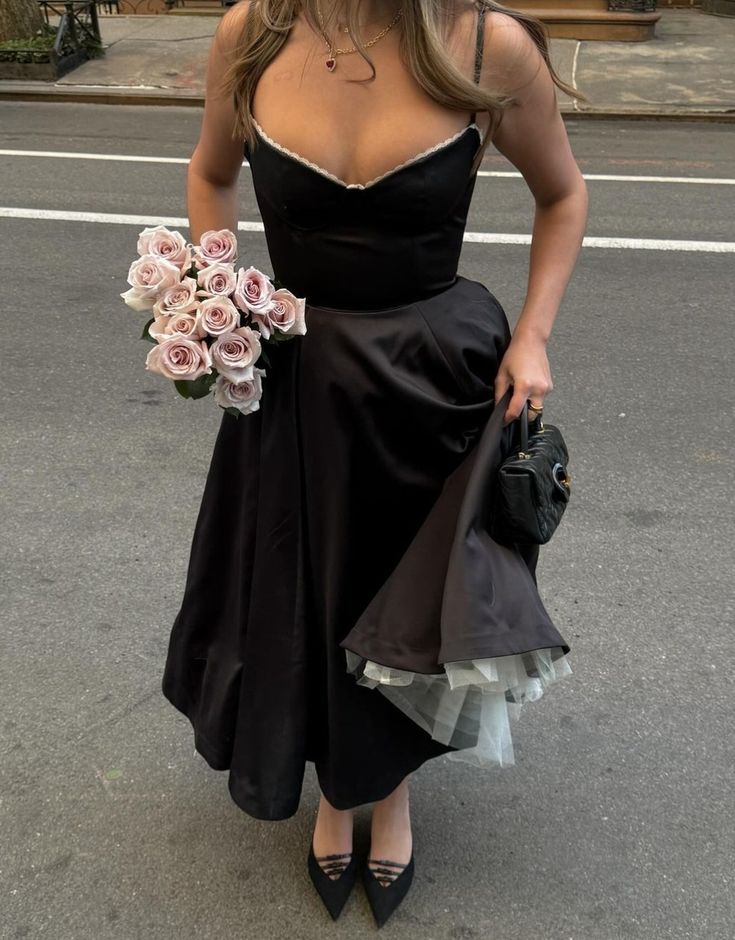 Vintage A Line Straps Black Satin Prom Dresses Party Evening Dress P24 Vintage A Line Straps Black Satin Prom Dresses Party Evening Dress P24