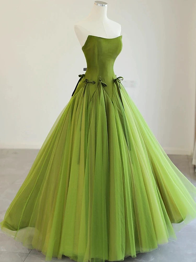 Pretty Ball Gown Strapless Bud Green Tulle Prom Dresses Evening Dress PreppyDress Pretty Ball Gown Strapless Bud Green Tulle Prom Dresses Evening Dress PreppyDress