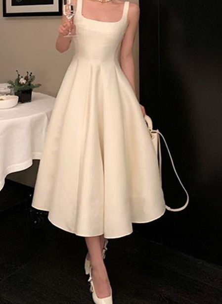 Vintage A-Line Square Neckline Satin Prom Dress Long Formal Dresses P2 PreppyDress Vintage A-Line Square Neckline Satin Prom Dress Long Formal Dresses P2 PreppyDress