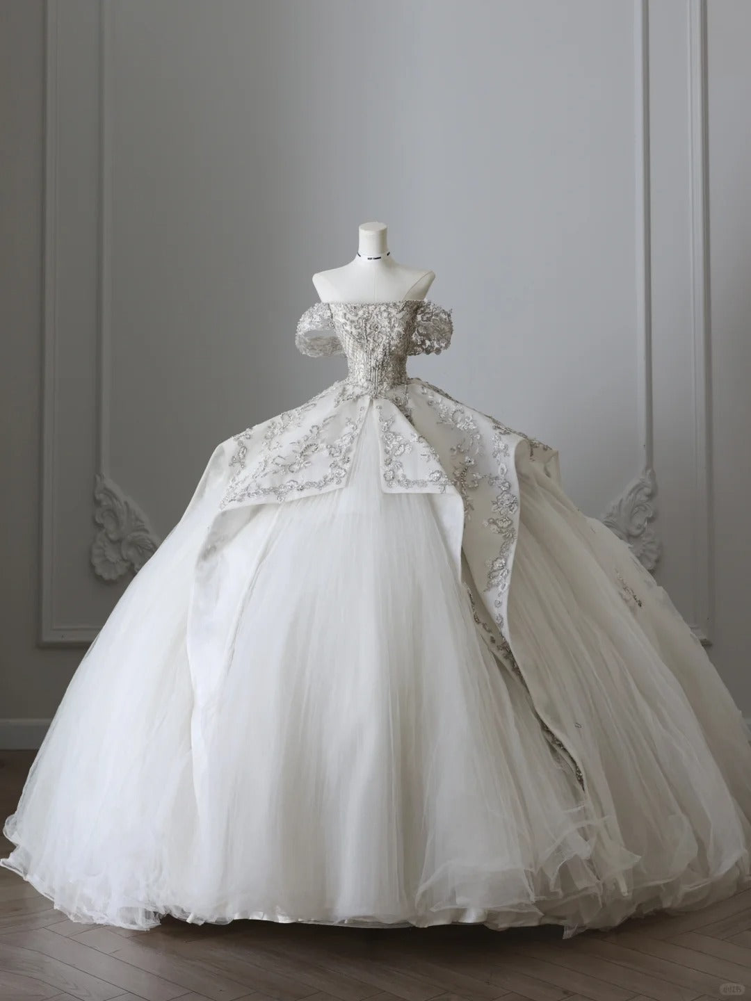Dreamy Tulle Off-the-shoulder Beaded Luxury Floor-length Wedding Dress PreppyDress Dreamy Tulle Off-the-shoulder Beaded Luxury Floor-length Wedding Dress PreppyDress