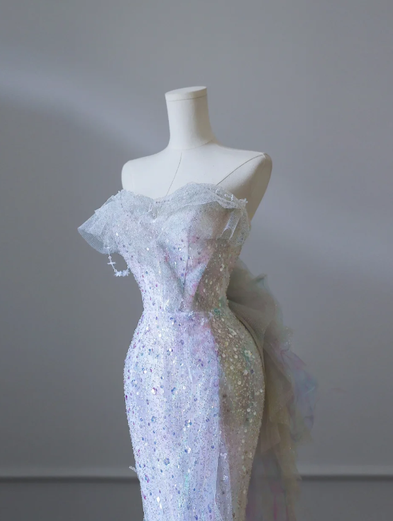 Dreamy Lilac Mermaid Tulle Sequin Prom Dress P2550