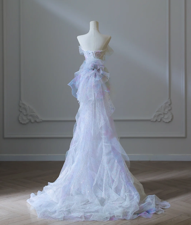 Dreamy Lilac Mermaid Tulle Sequin Prom Dress P2550