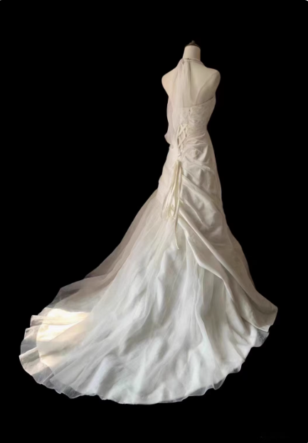 Vintage Satin Halter Neck A-Line Wedding Dress with Small Train P2729