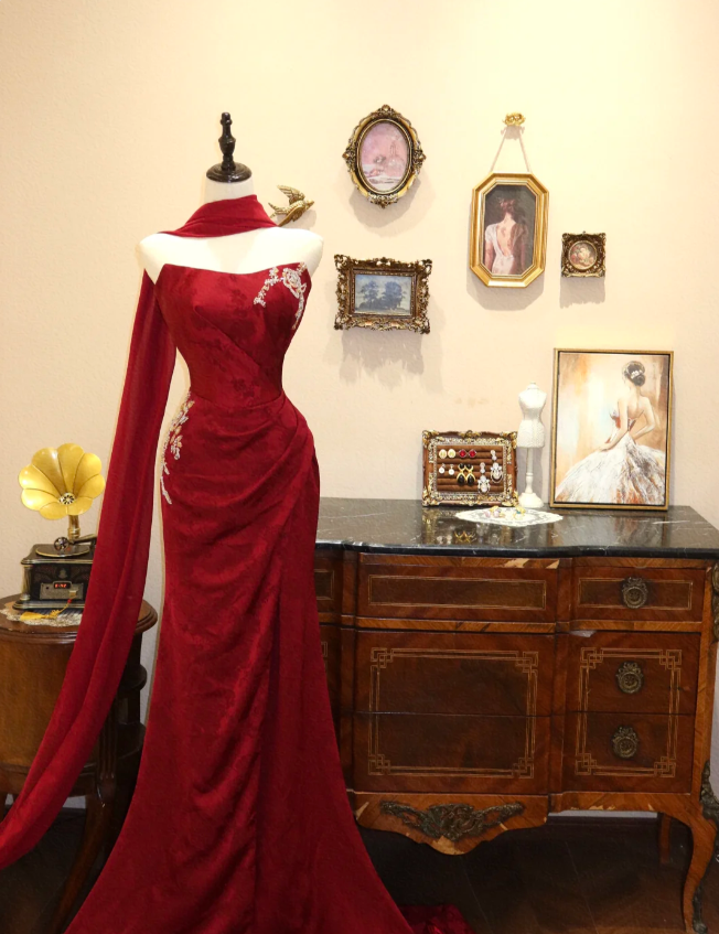 Elegant Red Strapless Mermaid Wedding Dress with Small Train P2770 PreppyDress Elegant Red Strapless Mermaid Wedding Dress with Small Train P2770 PreppyDress