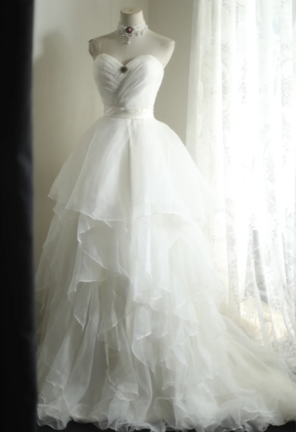 Simple Sweetheart Neckline Ruffled Tulle A-Line Wedding Dress P2811 PreppyDress Simple Sweetheart Neckline Ruffled Tulle A-Line Wedding Dress P2811 PreppyDress