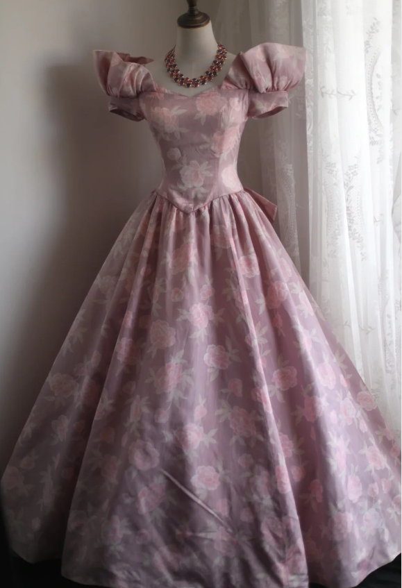 slim fit dress slacks Princess Rose Print Satin Bow Puff Wedding Dress P2851 – PreppyDress