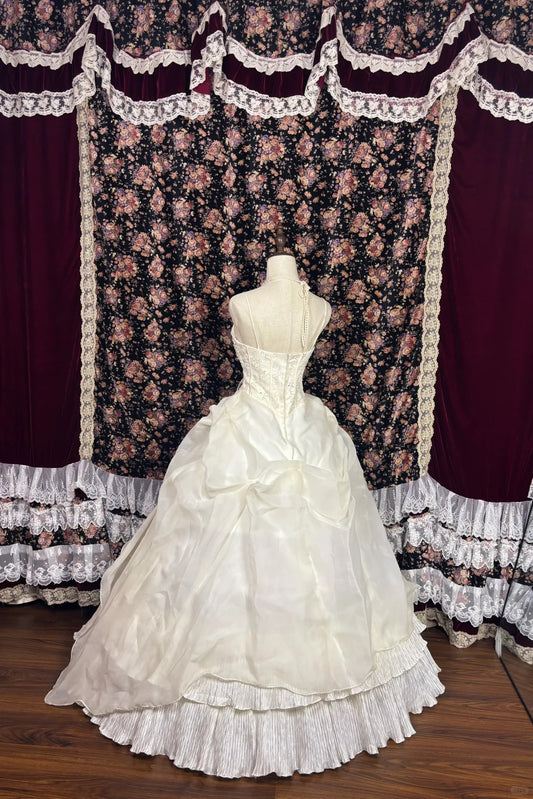 Cream Princess Strapless Waisted A-Line Wedding Dress P3000