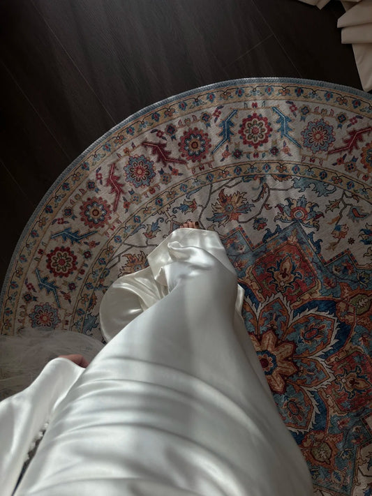 Vintage Lazy Long Sleeve Satin Mermaid Wedding Dress P3092