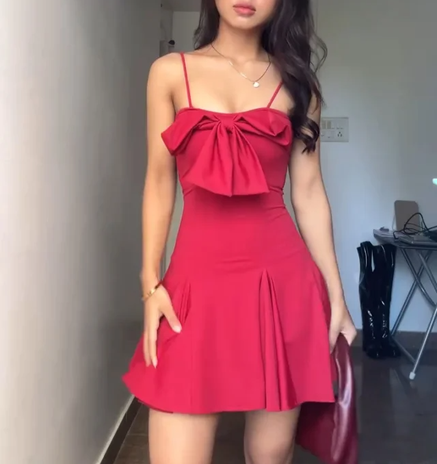 Strapless Sleeveless Red Bowknot Mini Birthday Party Homecoming Dress PreppyDress Strapless Sleeveless Red Bowknot Mini Birthday Party Homecoming Dress PreppyDress
