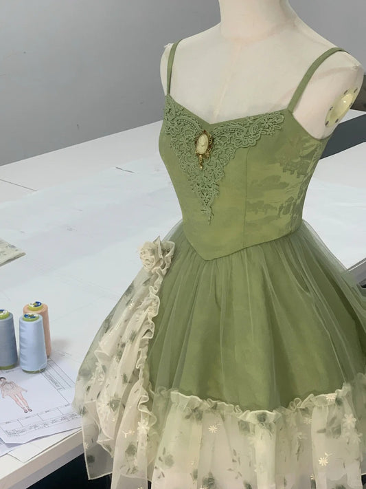 Vintage Green Strapless Ombre Tulle Mini Homecoming Dress P3161