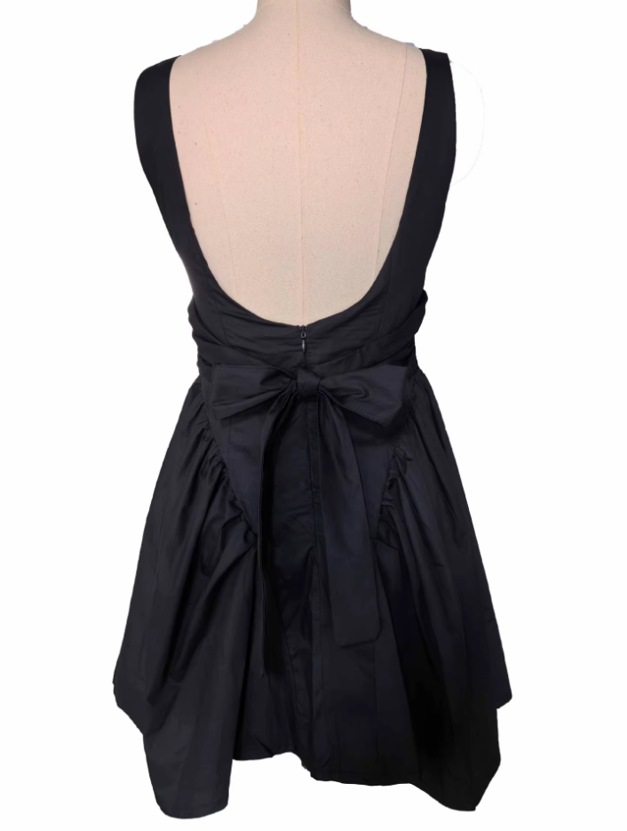 Simple Backless Strap Bow Mini Homecoming Dress P3198