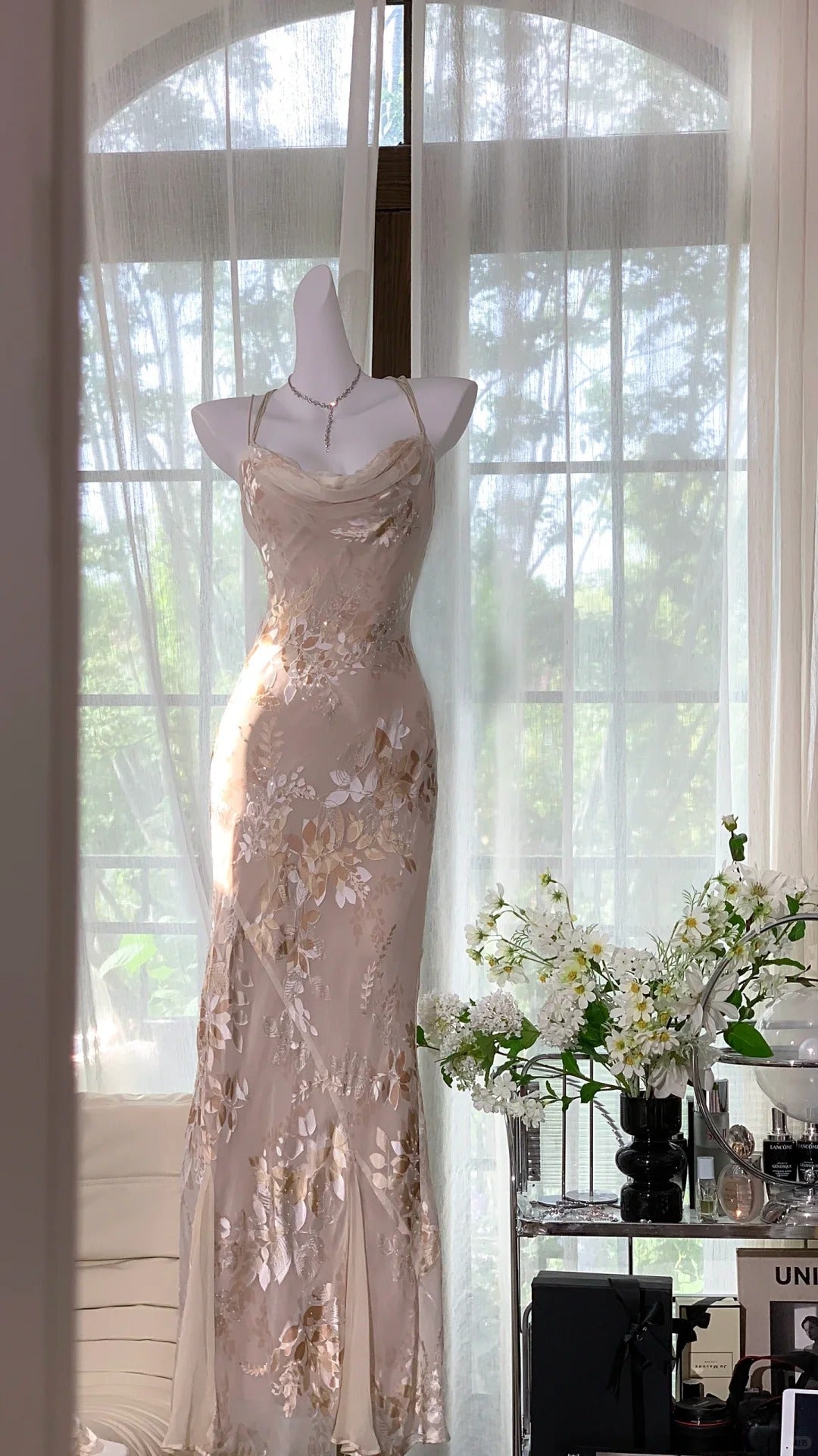 Elegant Light Pink Chiffon Printed Mermaid Evening Gown Prom Dress P32 Elegant Light Pink Chiffon Printed Mermaid Evening Gown Prom Dress P32