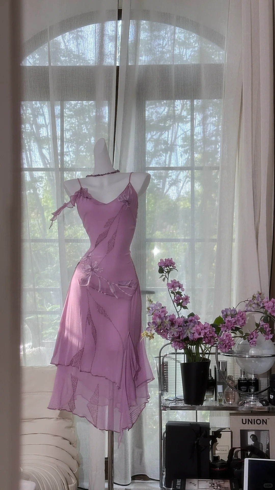 Enchanting Purple Chiffon Beaded Mermaid Prom Dress P3264