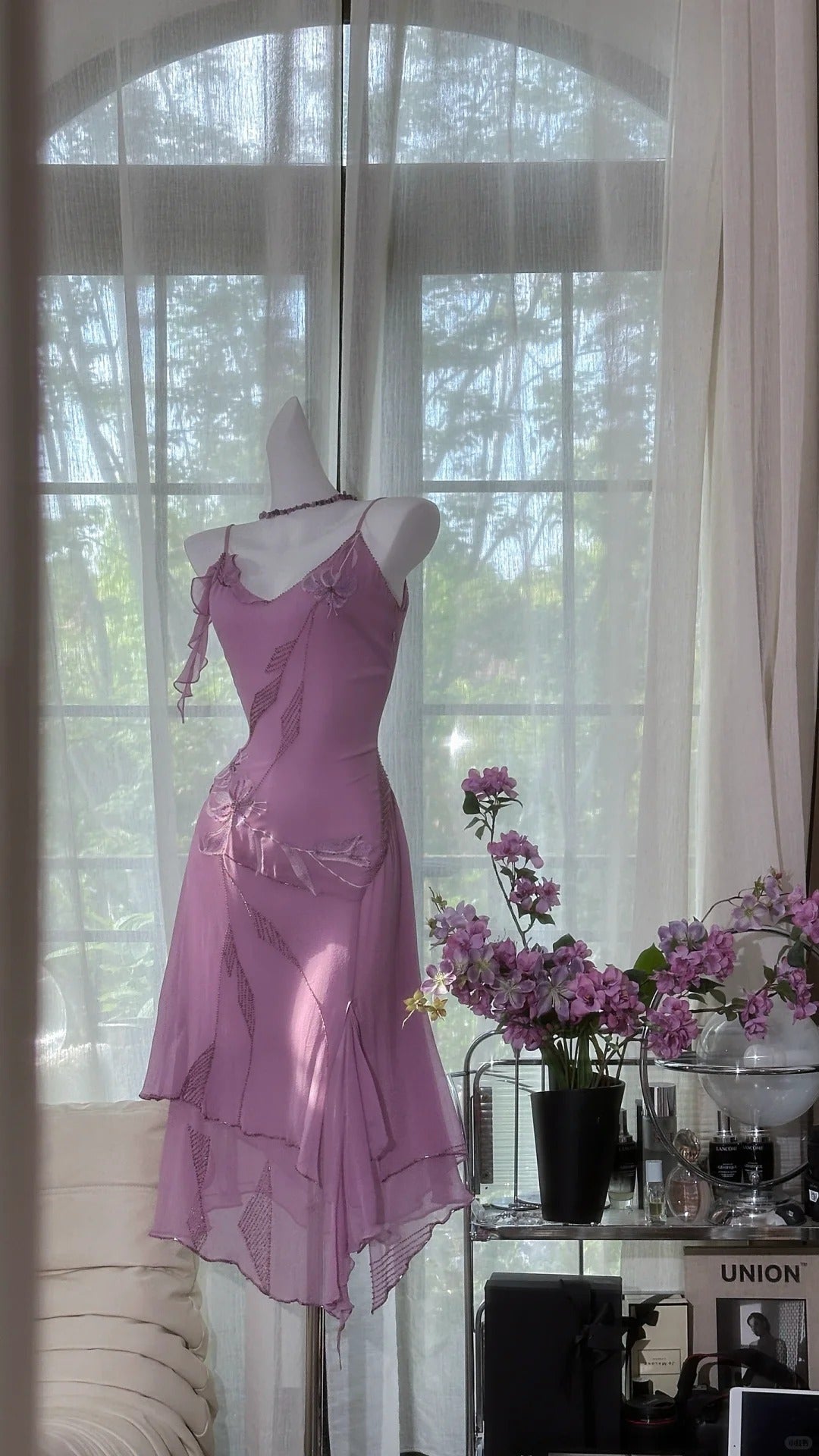 Enchanting Purple Chiffon Beaded Mermaid Prom Dress P3264