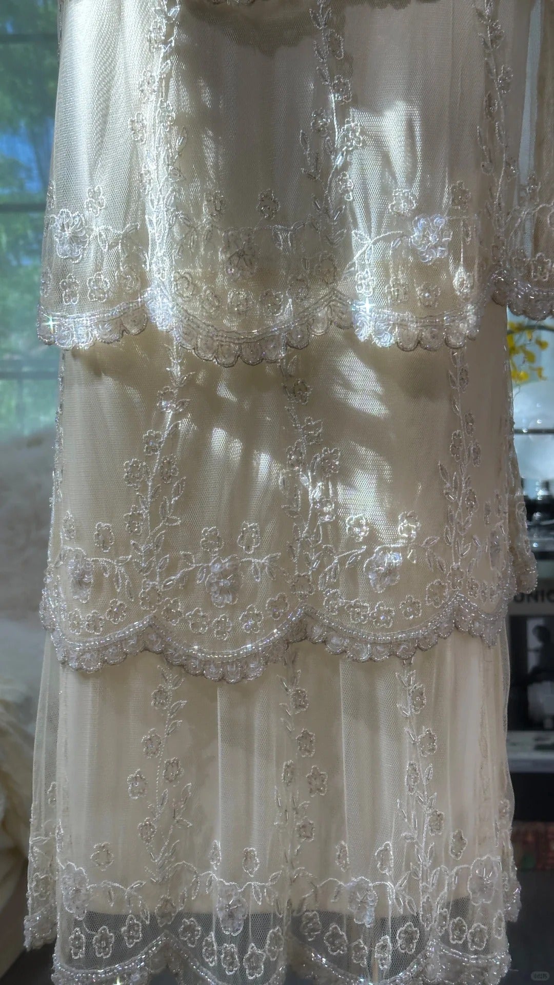 Shiny V-neck Beaded Cake Skirt Mermaid Chiffon Prom Dress P3271