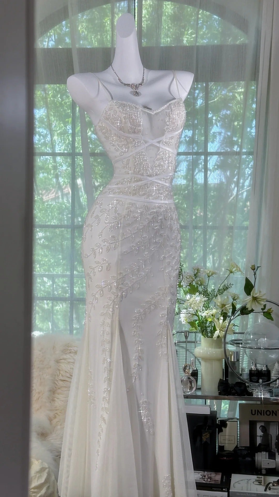 Elegant White Strap Beaded Chiffon Sexy Evening Gown Prom Dress P3275 PreppyDress Elegant White Strap Beaded Chiffon Sexy Evening Gown Prom Dress P3275 PreppyDress