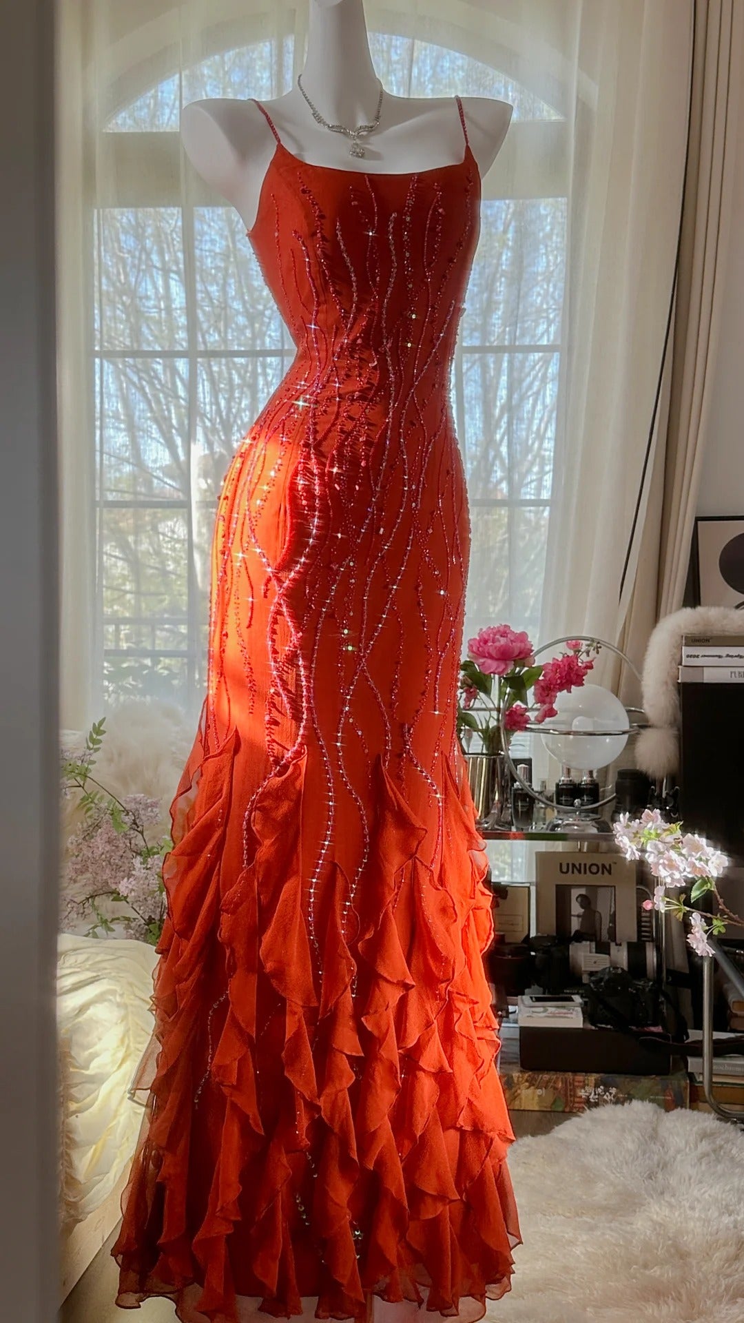 Gorgeous Orange chiffon beaded jellyfish skirt evening dress prom dress P3281 - Orange / US2 Gorgeous Orange chiffon beaded jellyfish skirt evening dress prom dress P3281 - Orange / US2